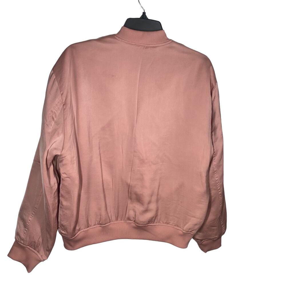 Love Tree Shiny Zip Up Bomber Jacket Pink Sheen Womens Size Large - Picture 4 of 15